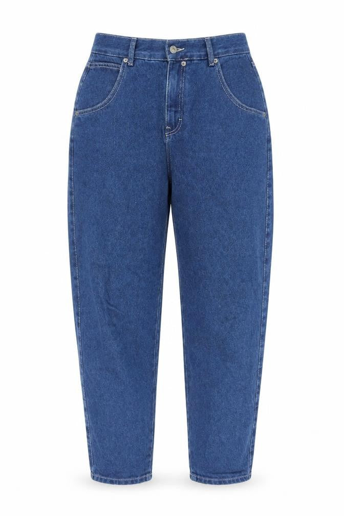 Pull&Bear Womens Blue Cotton Straight Jeans Size 8 L31 in Regular Zip - Embroidered