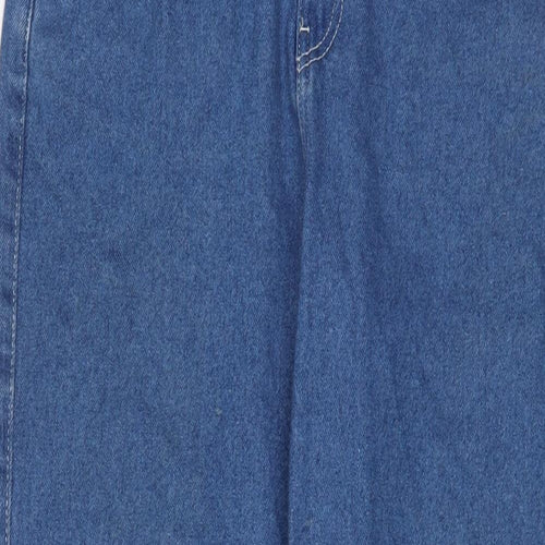 Pull&Bear Womens Blue Cotton Straight Jeans Size 8 L31 in Regular Zip - Embroidered