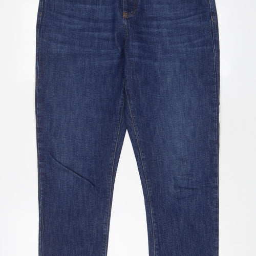 Sézane Mens Blue Cotton Straight Jeans Size 32 in L30 in Regular Zip