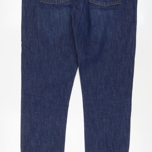 Sézane Mens Blue Cotton Straight Jeans Size 32 in L30 in Regular Zip