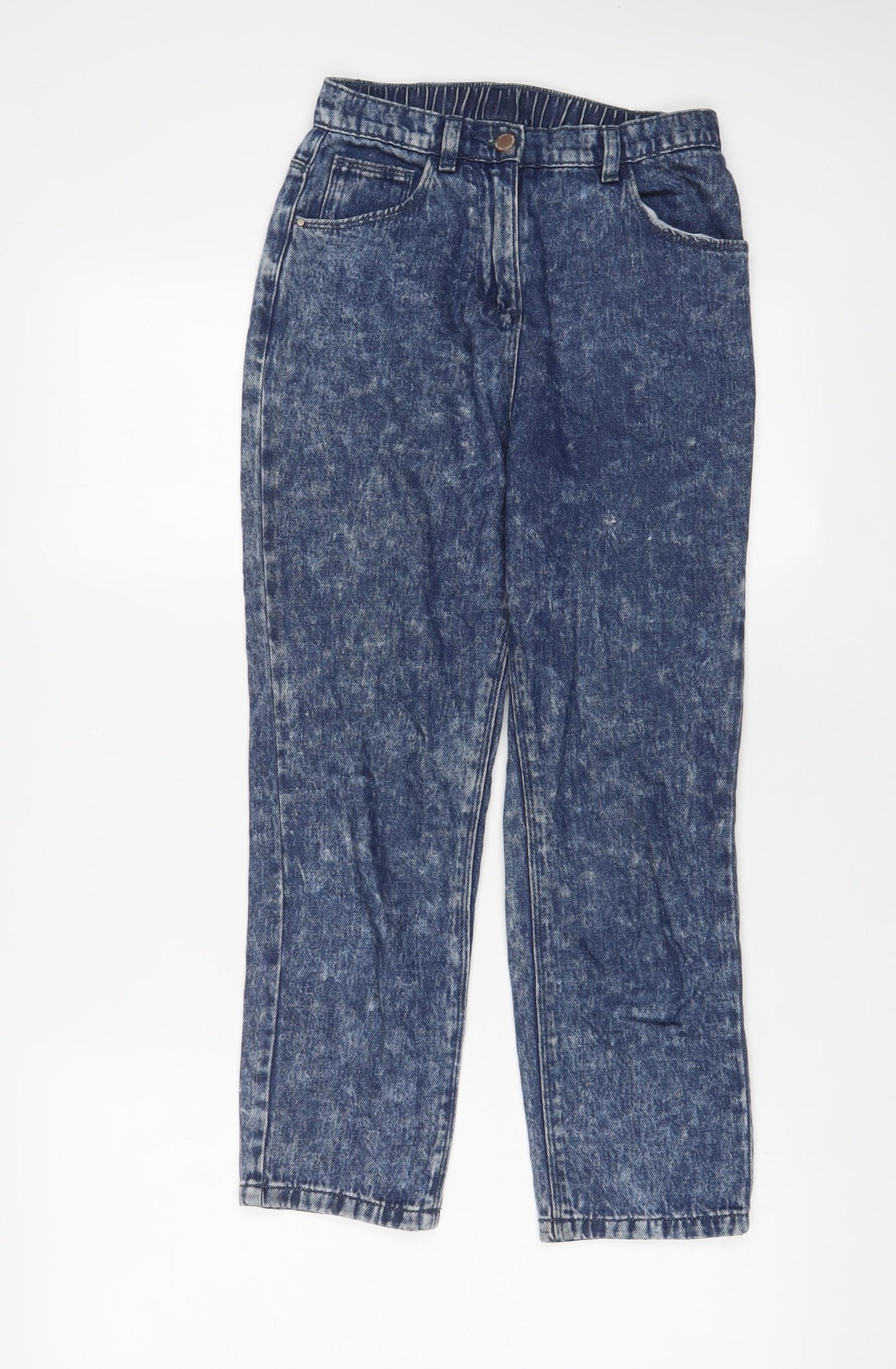 NEXT Girls Blue Cotton Straight Jeans Size 11 Years L23 in Regular Zip