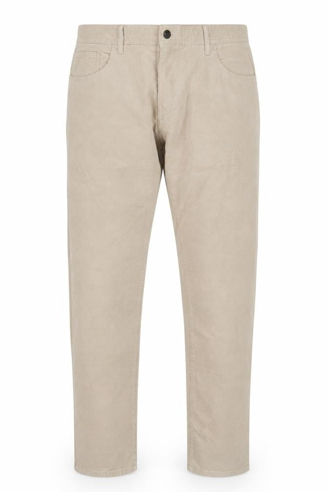 Marks and Spencer Mens Beige Cotton Trousers Size 40 in L33 in Slim Zip - Long Leg