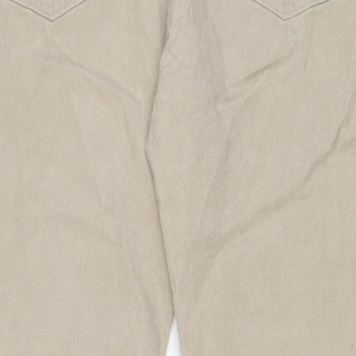 Marks and Spencer Mens Beige Cotton Trousers Size 40 in L33 in Slim Zip - Long Leg