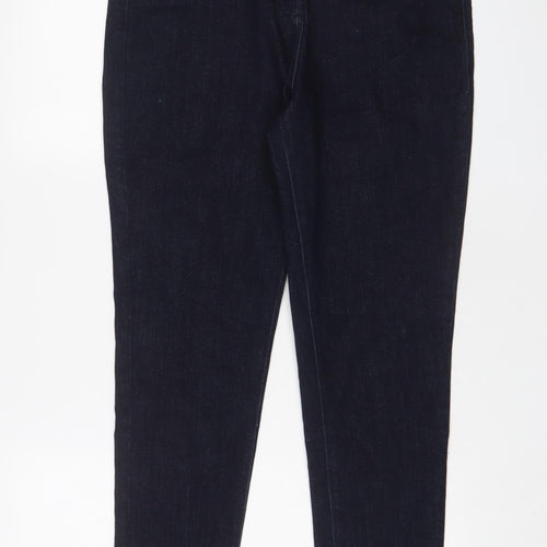 Marks and Spencer Womens Blue Cotton Skinny Jeans Size 18 L30 in Regular Zip