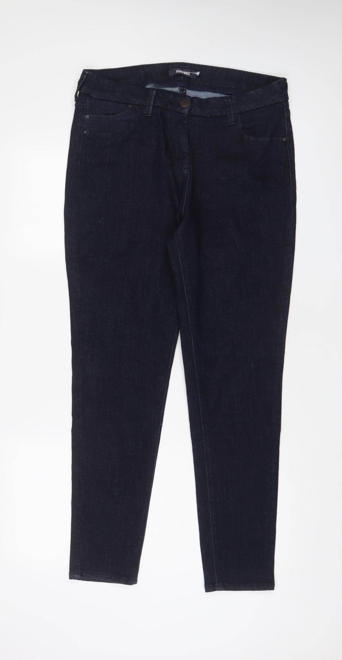 Marks and Spencer Womens Blue Cotton Skinny Jeans Size 18 L30 in Regular Zip