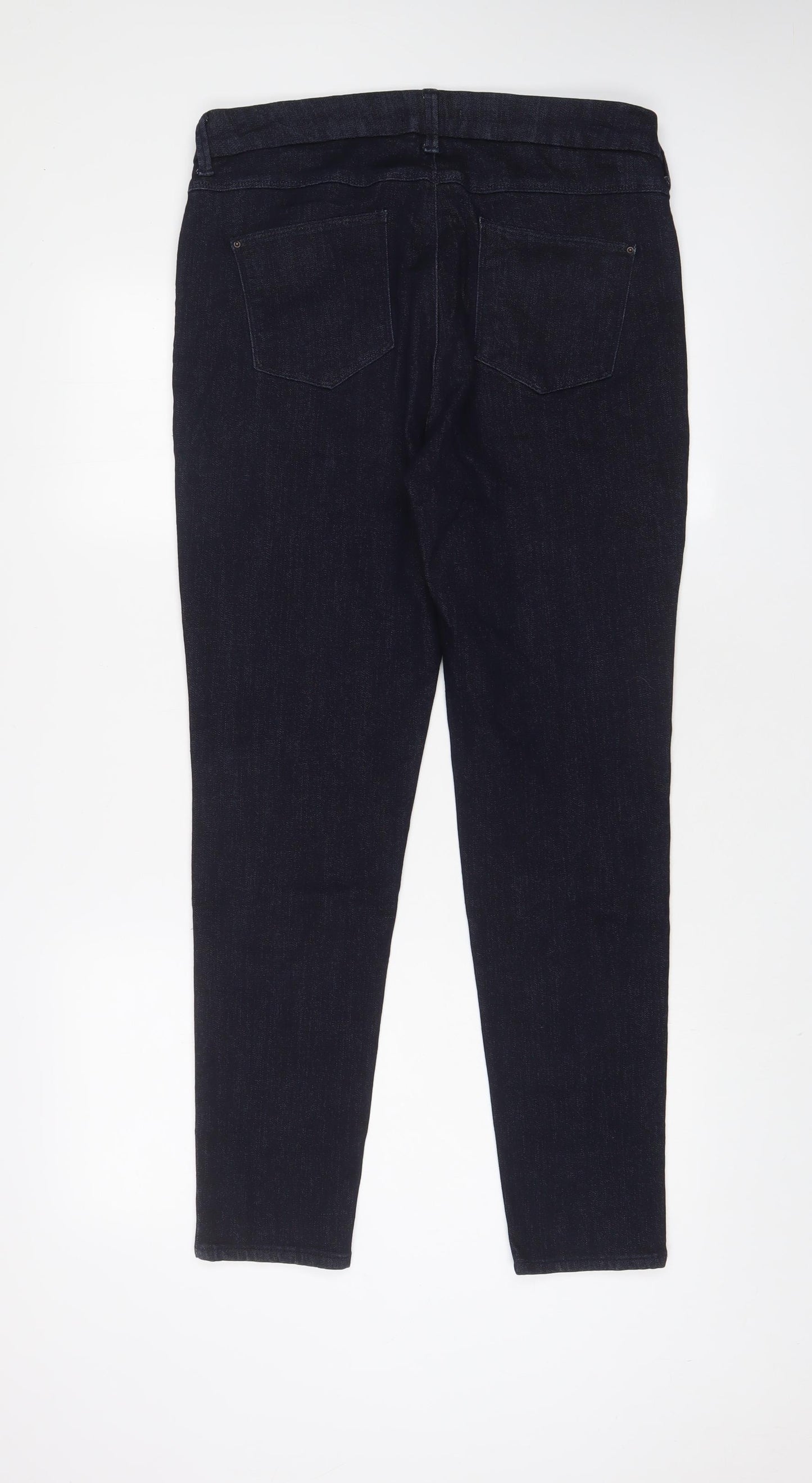 Marks and Spencer Womens Blue Cotton Skinny Jeans Size 18 L30 in Regular Zip