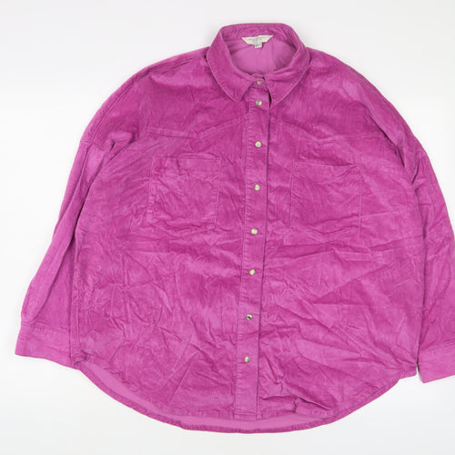 French Connection Womens Purple Cotton Basic Button-Up Size 10 Collared