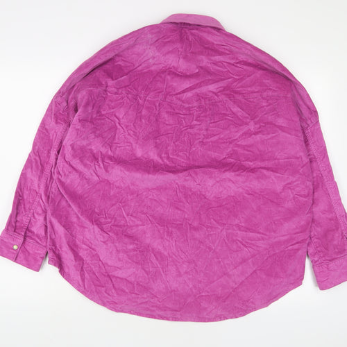French Connection Womens Purple Cotton Basic Button-Up Size 10 Collared