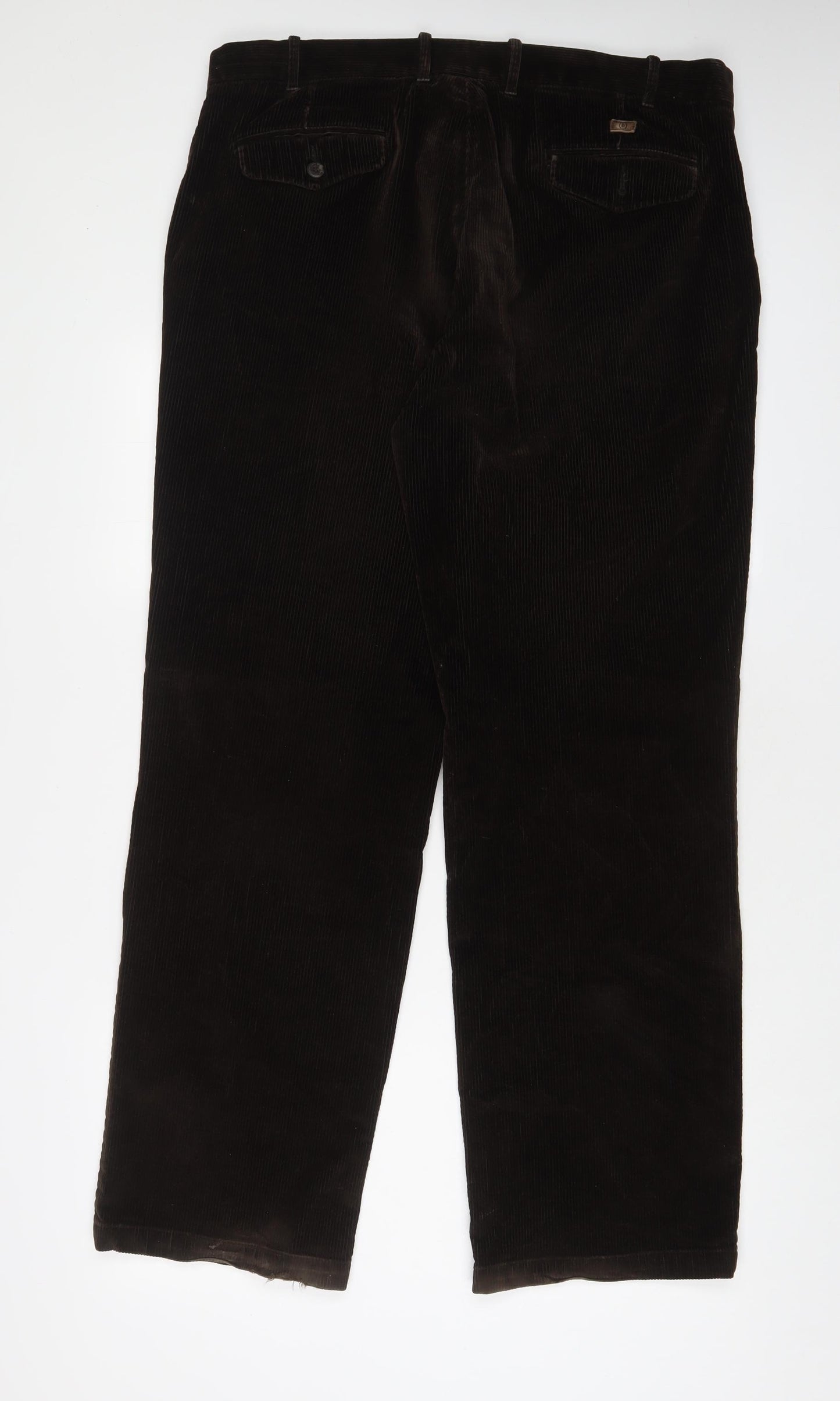 Blue Harbour Mens Brown Cotton Trousers Size 38 in L33 in Regular Zip - Long Leg