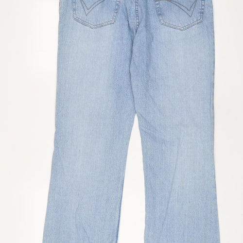 George Mens Blue Cotton Straight Jeans Size 34 in L31 in Regular Zip