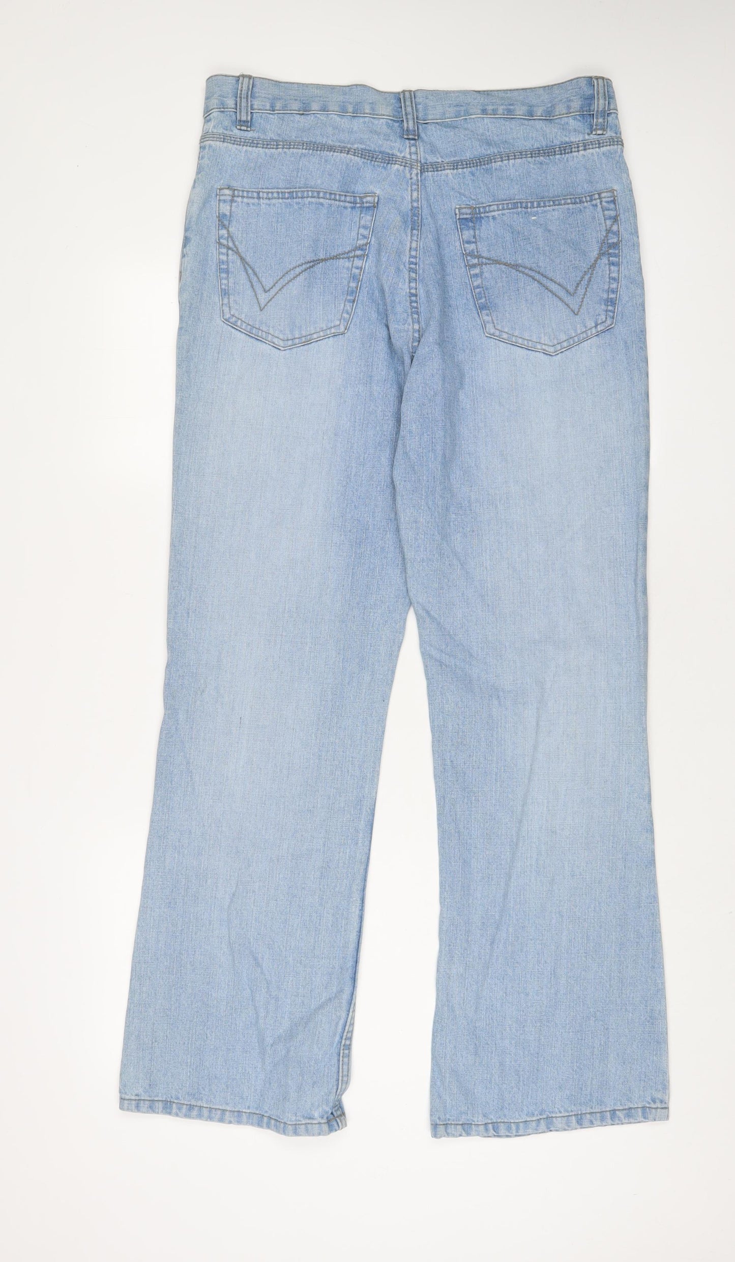 George Mens Blue Cotton Straight Jeans Size 34 in L31 in Regular Zip