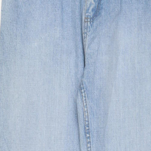 George Mens Blue Cotton Straight Jeans Size 34 in L31 in Regular Zip