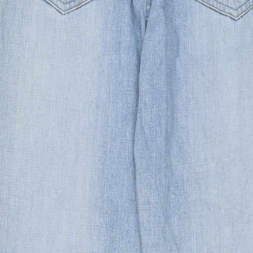 George Mens Blue Cotton Straight Jeans Size 34 in L31 in Regular Zip