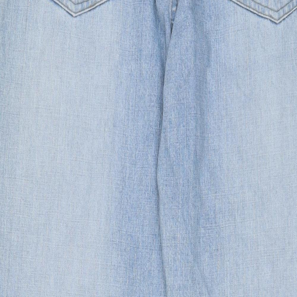 George Mens Blue Cotton Straight Jeans Size 34 in L31 in Regular Zip