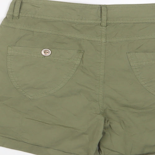 Peacocks Womens Green Cotton Boyfriend Shorts Size 10 L4 in Regular Zip