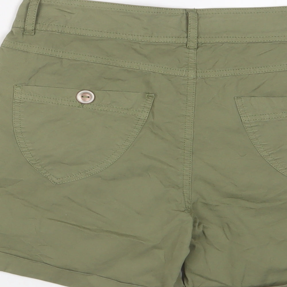 Peacocks Womens Green Cotton Boyfriend Shorts Size 10 L4 in Regular Zip