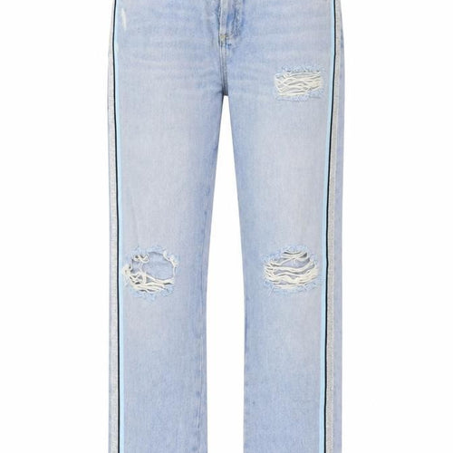 Zara Womens Blue Cotton Straight Jeans Size 8 L31 in Regular Button - Glitter