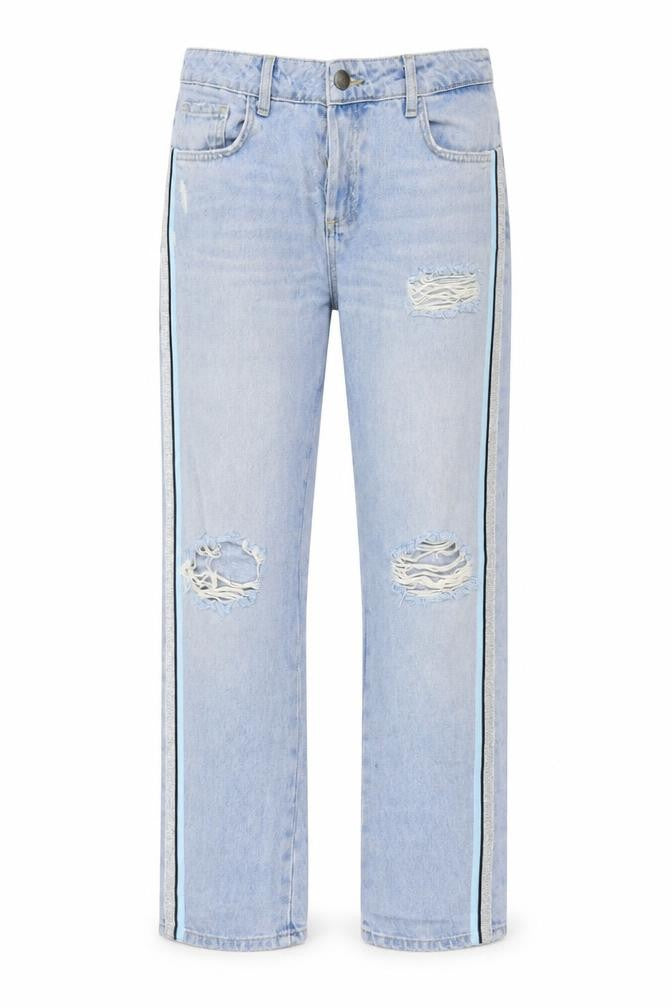 Zara Womens Blue Cotton Straight Jeans Size 8 L31 in Regular Button - Glitter
