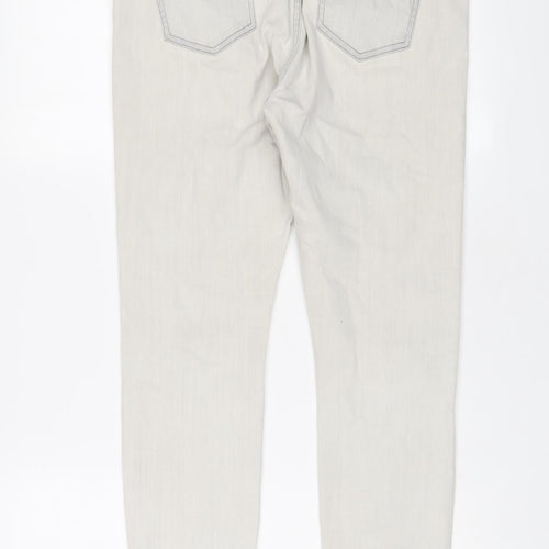 Marks and Spencer Womens Grey Cotton Skinny Jeans Size 14 L26 in Regular Zip