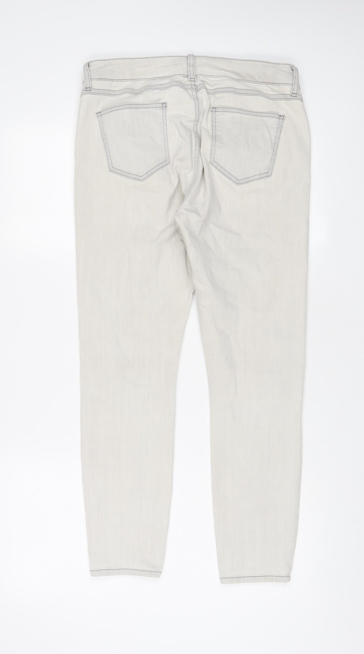 Marks and Spencer Womens Grey Cotton Skinny Jeans Size 14 L26 in Regular Zip