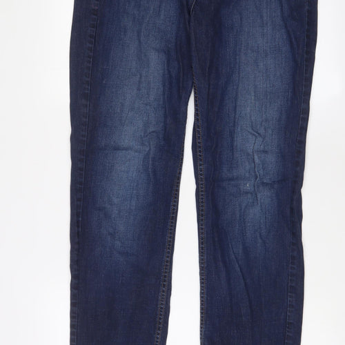 Marks and Spencer Womens Blue Cotton Straight Jeans Size 12 L30 in Regular Zip
