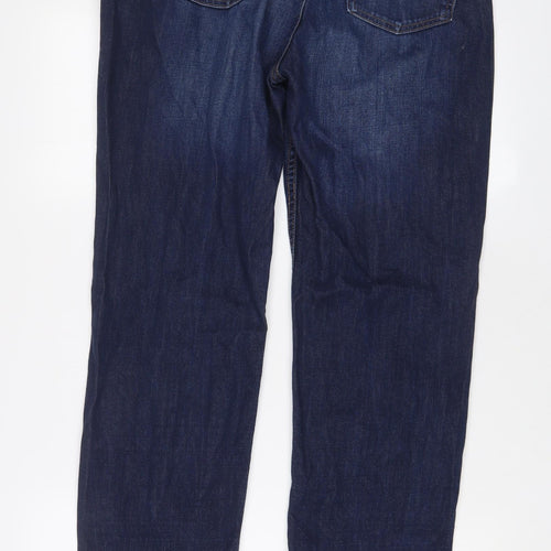 Marks and Spencer Womens Blue Cotton Straight Jeans Size 12 L30 in Regular Zip