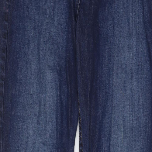 Marks and Spencer Womens Blue Cotton Straight Jeans Size 12 L30 in Regular Zip