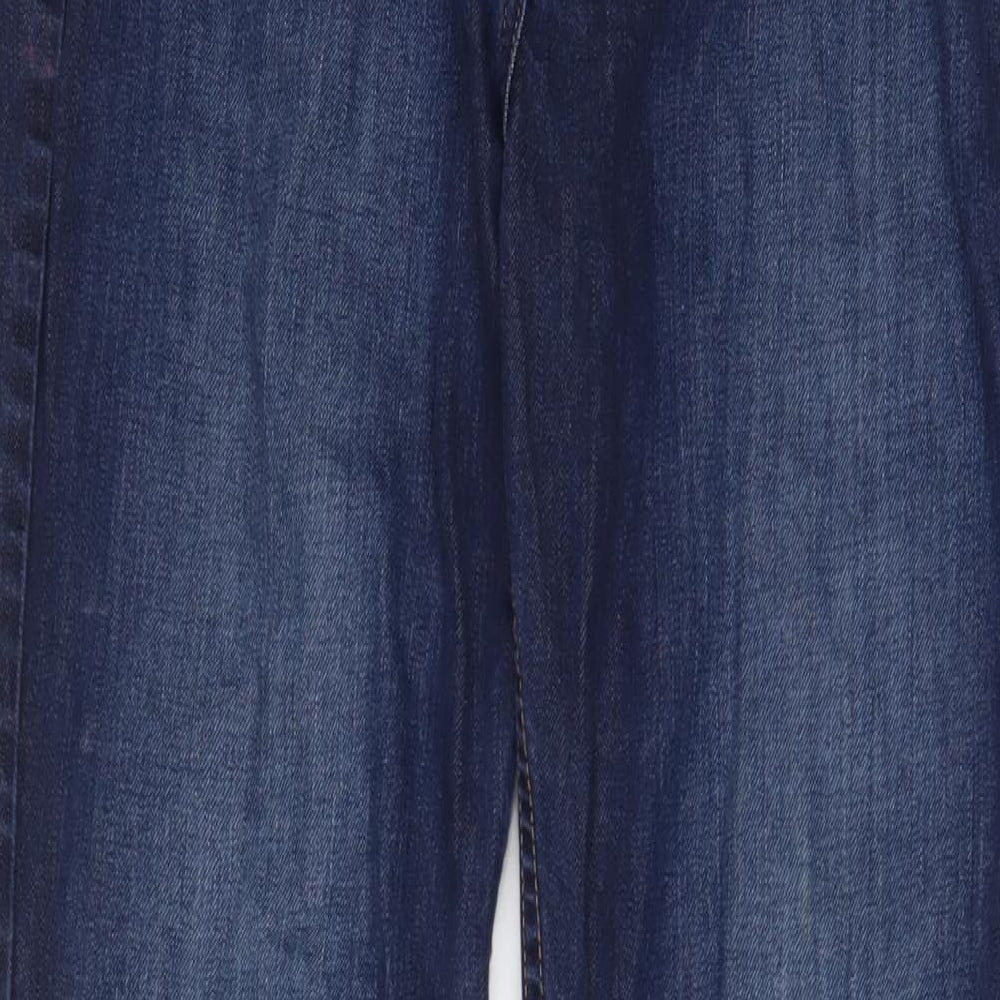 Marks and Spencer Womens Blue Cotton Straight Jeans Size 12 L30 in Regular Zip