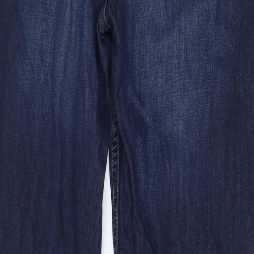 Marks and Spencer Womens Blue Cotton Straight Jeans Size 12 L30 in Regular Zip