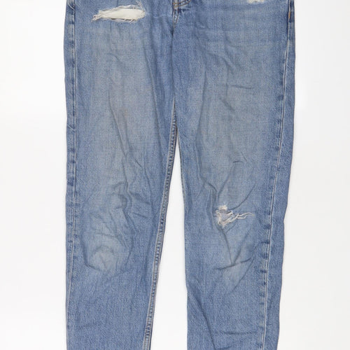 Topshop Womens Blue Cotton Straight Jeans Size 24 in L32 in Regular Button