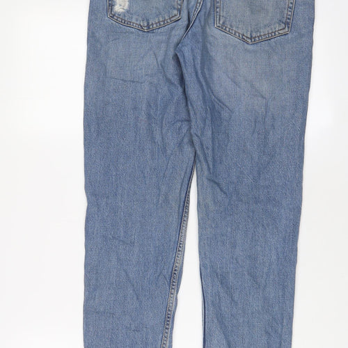 Topshop Womens Blue Cotton Straight Jeans Size 24 in L32 in Regular Button