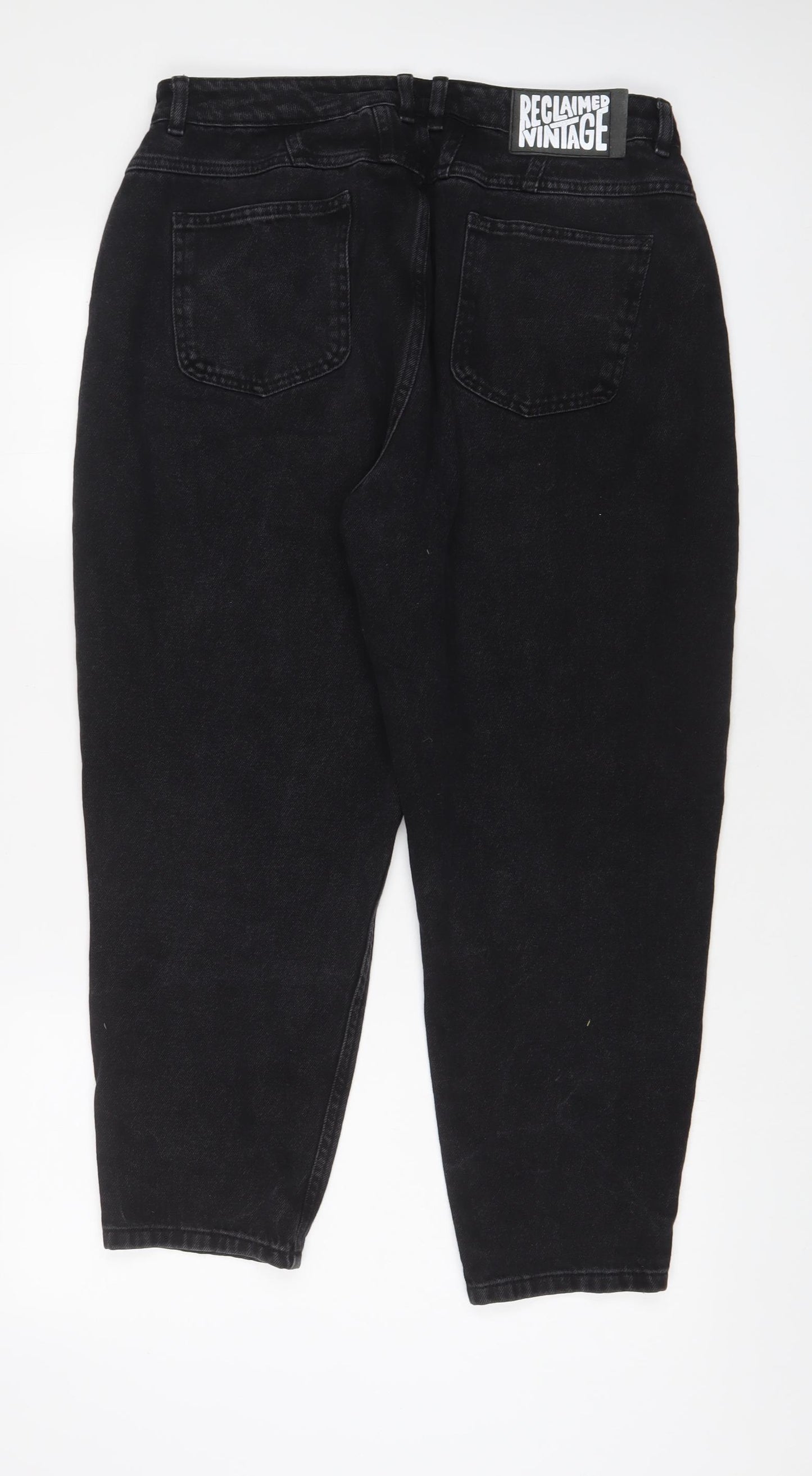 Reclaimed Vintage Womens Black Cotton Mom Jeans Size 34 in L25 in Regular Zip
