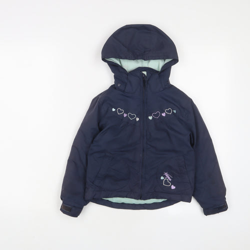 Trespass Boys Blue Jacket Coat Size 3-4 Years Zip - Heart, Embroidered