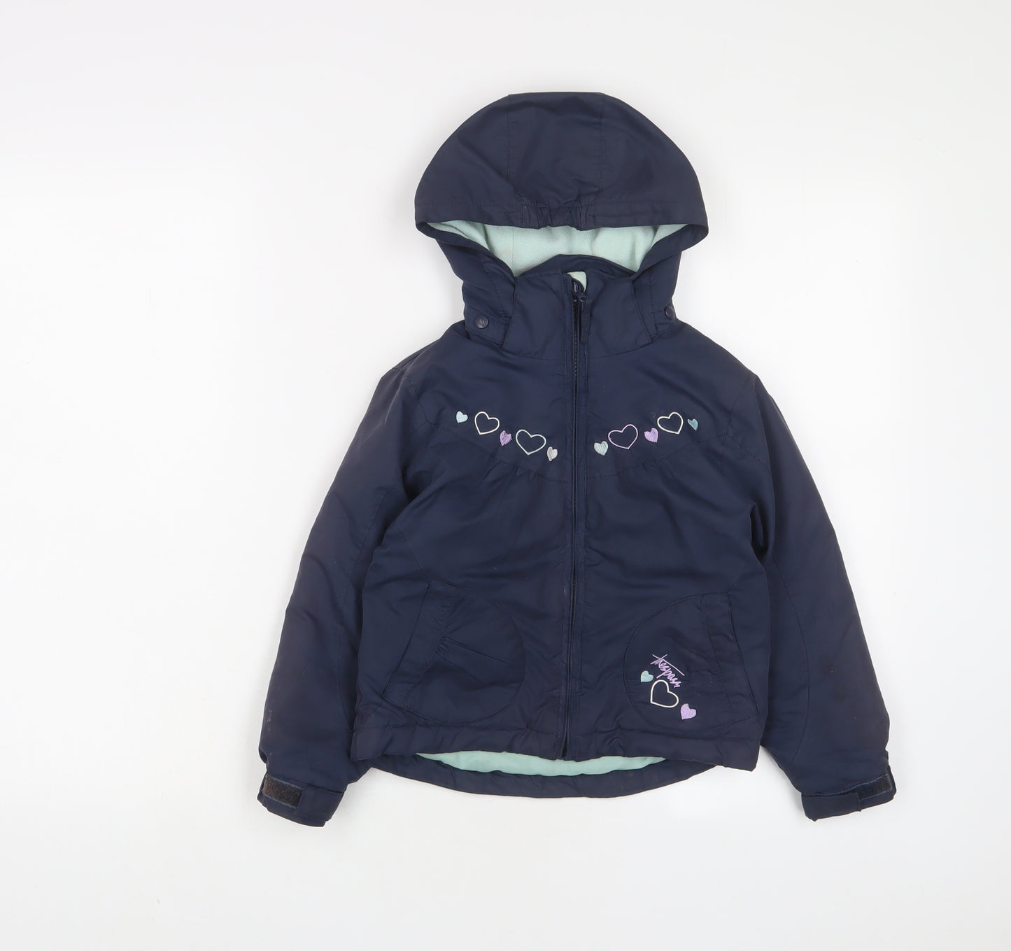 Trespass Boys Blue Jacket Coat Size 3-4 Years Zip - Heart, Embroidered