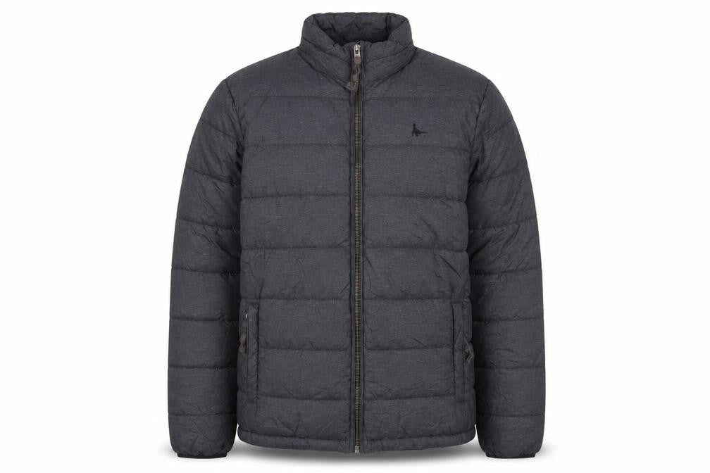 Front view of Jack Wills men’s green puffer jacket jacket, size S, zip - zip pockets