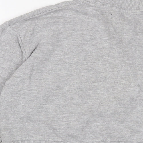 Bershka Womens Grey Striped Cotton Pullover Sweatshirt Size XS Zip - Embroidered