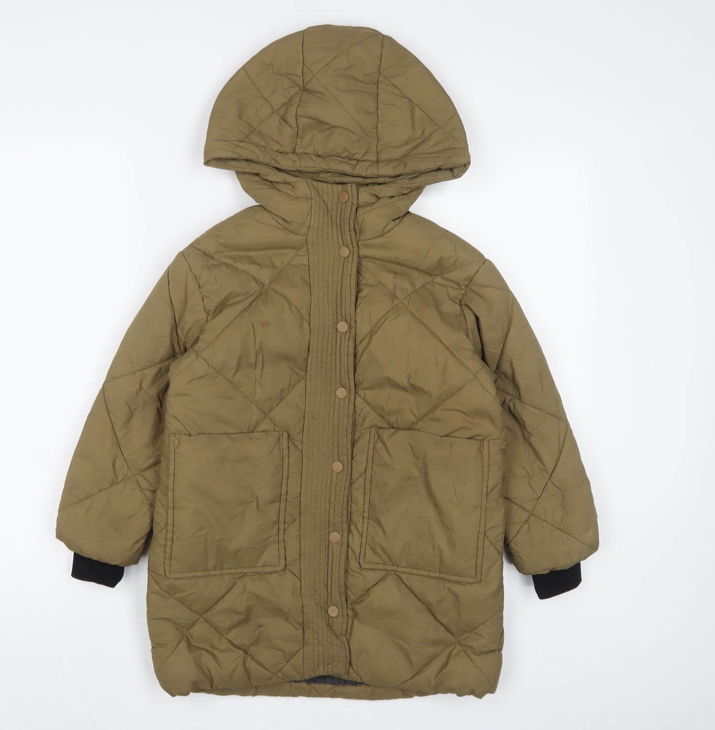 Zara Girls Green Basic Coat Coat Size 6 Years Snap - Pockets