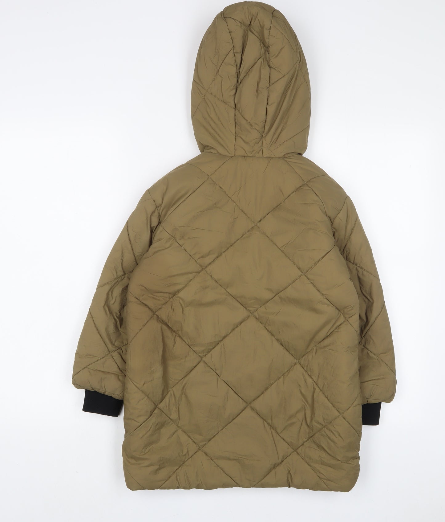 Zara Girls Green Basic Coat Coat Size 6 Years Snap - Pockets