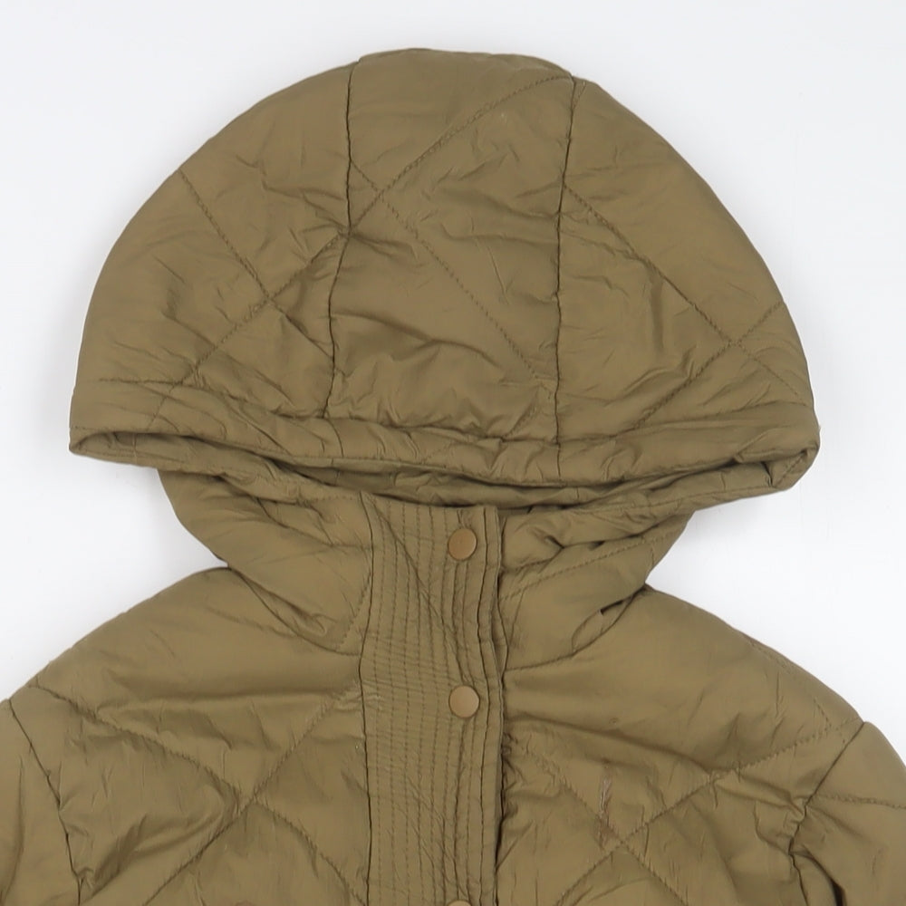 Zara Girls Green Basic Coat Coat Size 6 Years Snap - Pockets