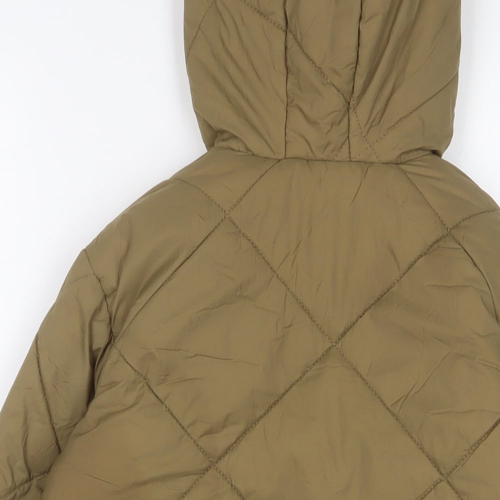 Zara Girls Green Basic Coat Coat Size 6 Years Snap - Pockets
