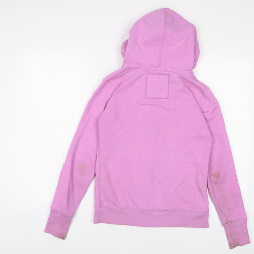 Superdry Womens Pink Cotton Full Zip Hoodie Size XS Zip - Logo, Embroidered