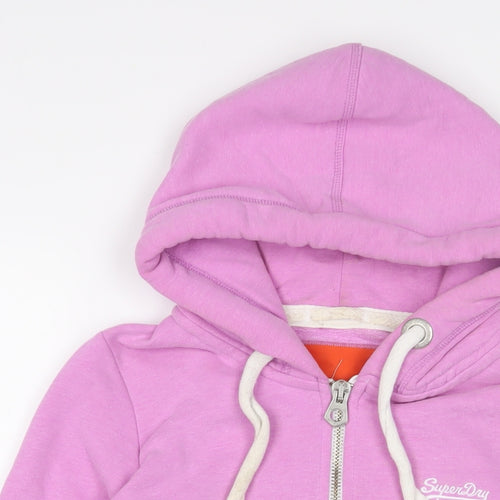 Superdry Womens Pink Cotton Full Zip Hoodie Size XS Zip - Logo, Embroidered