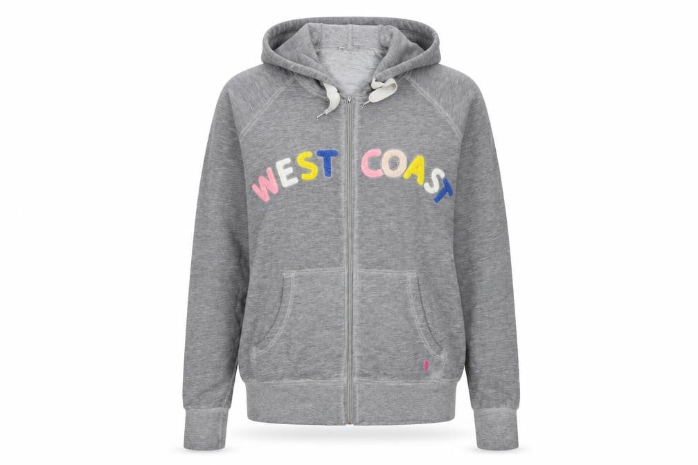 NEXT Womens Grey Cotton Full Zip Hoodie Size L Zip - Embroidered