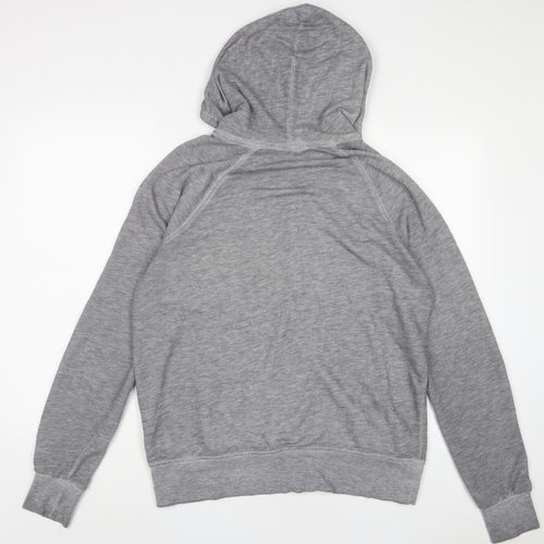 NEXT Womens Grey Cotton Full Zip Hoodie Size L Zip - Embroidered