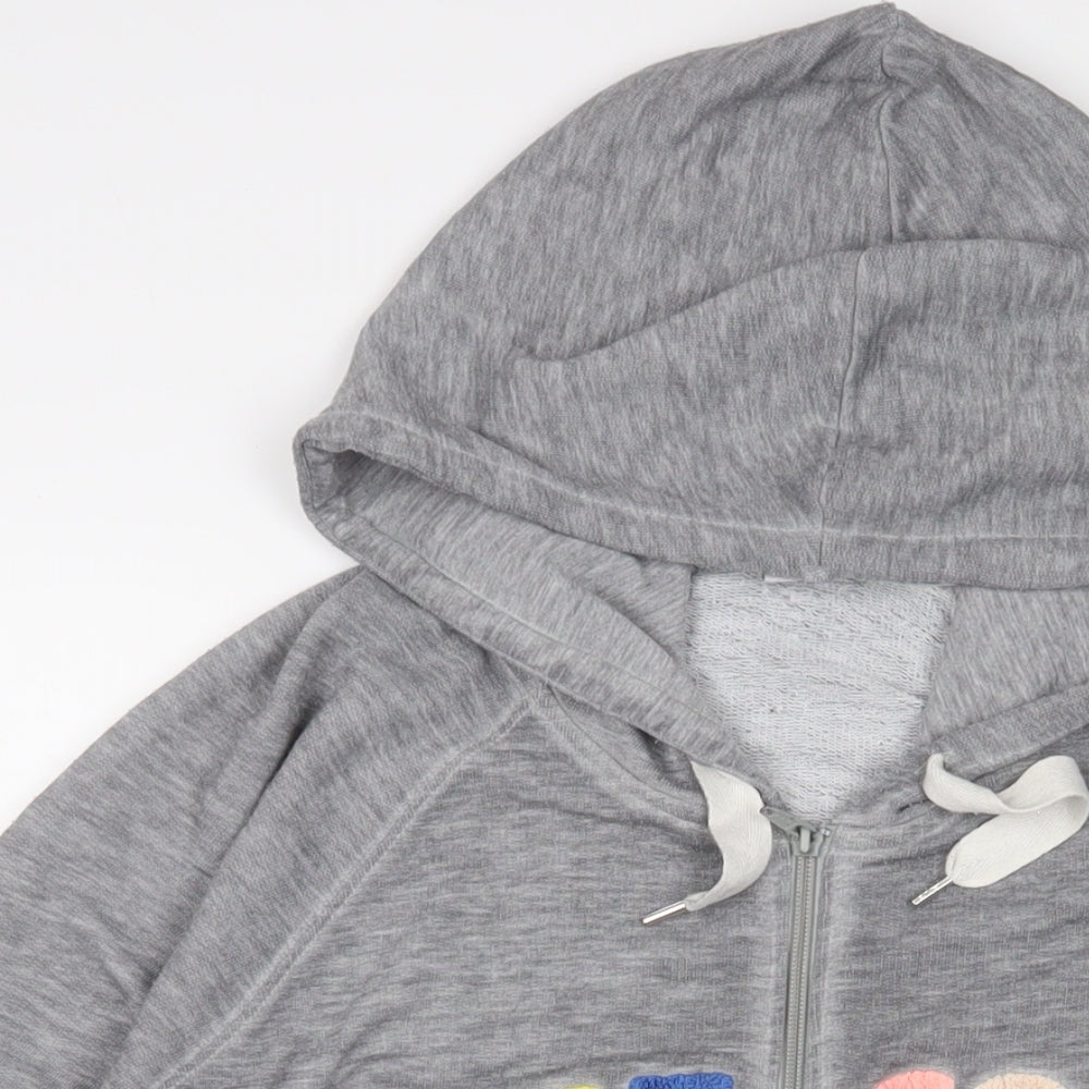 NEXT Womens Grey Cotton Full Zip Hoodie Size L Zip - Embroidered