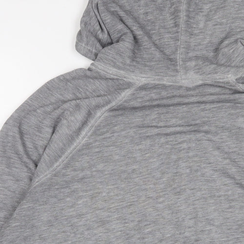 NEXT Womens Grey Cotton Full Zip Hoodie Size L Zip - Embroidered