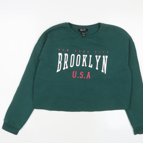 New Look Girls Green Cotton Pullover Sweatshirt Size 12-13 Years Pullover - Brooklyn