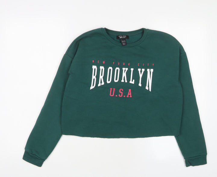 New Look Girls Green Cotton Pullover Sweatshirt Size 12-13 Years Pullover - Brooklyn