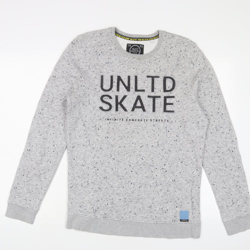 Skate Nation Boys Grey Cotton Pullover Sweatshirt Size 12 Years Pullover - Embroidered