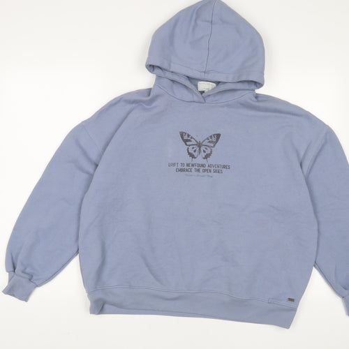 Pull&Bear Womens Blue Cotton Pullover Hoodie Size M Pullover